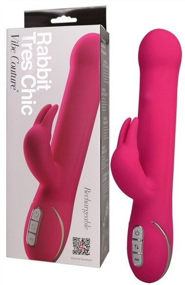 RABBIT TRES CHIC ROSA IN SILICONE MEDICALE VELLUTATO RICARICABILE