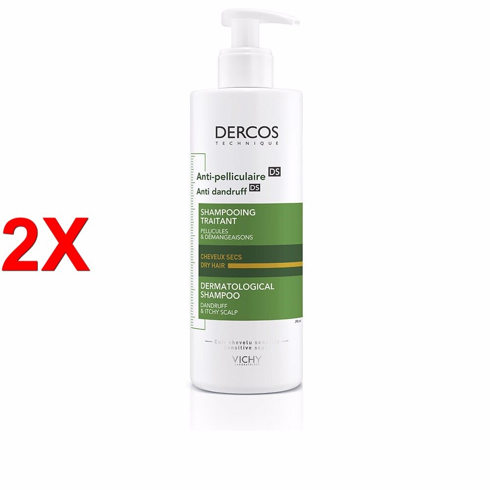 2 X VICHY DERCOS anti-pelliculaire secs shampooing traitant 400 ml