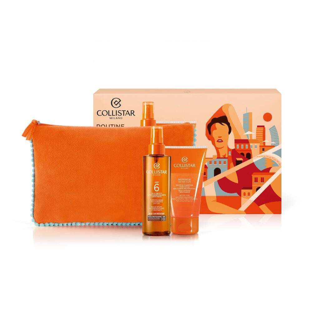 Collistar Cofanetto Olio Secco Super Abbronzante SPF6 + Doccia Shampoo +Pochette