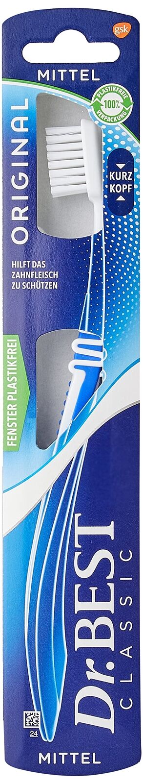 Dr.BEST Spazzolino da denti a testa corta originale, medio (1 pezzo), (I0L)