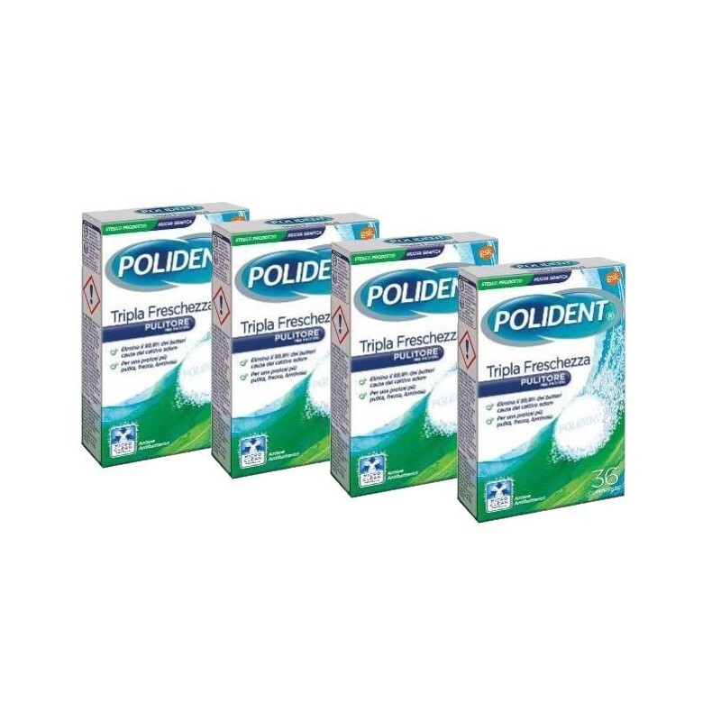 POLIDENT TABS PULITORE PER PROTESI TRIPLA FRESCHEZZA 36 CAPSULE EFFERVESCENTI