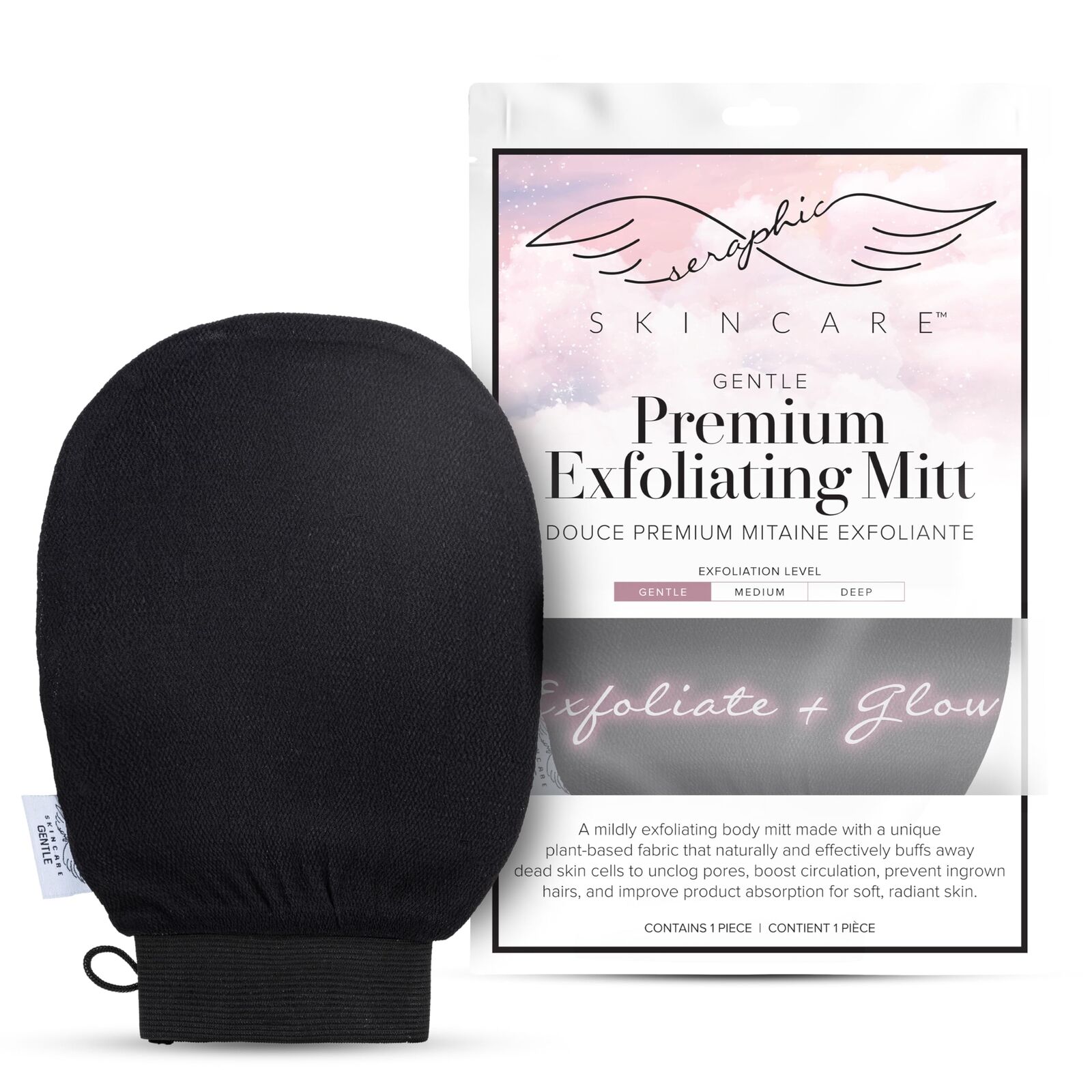 Seraphic Skincare Premium Exfoliating Mitt for Body, Gentle – Viscose (i8G)