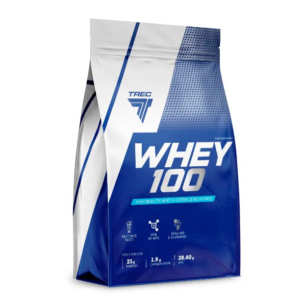 TREC NUTRITION Whey 100 Proteine Concentrate del latte 900g gusto FRAGOLA