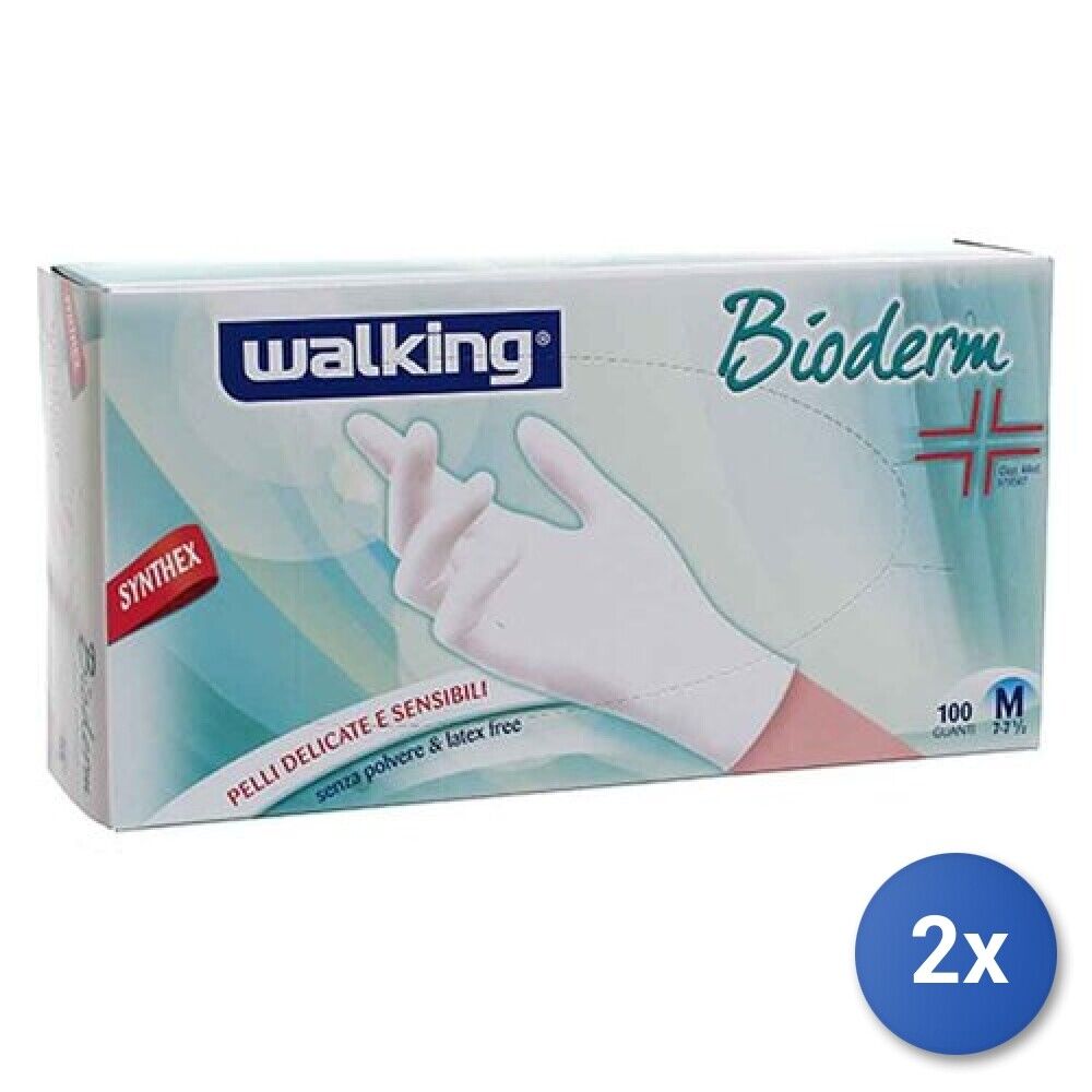 2x Walking Guanti monouso BIODERM Bianco