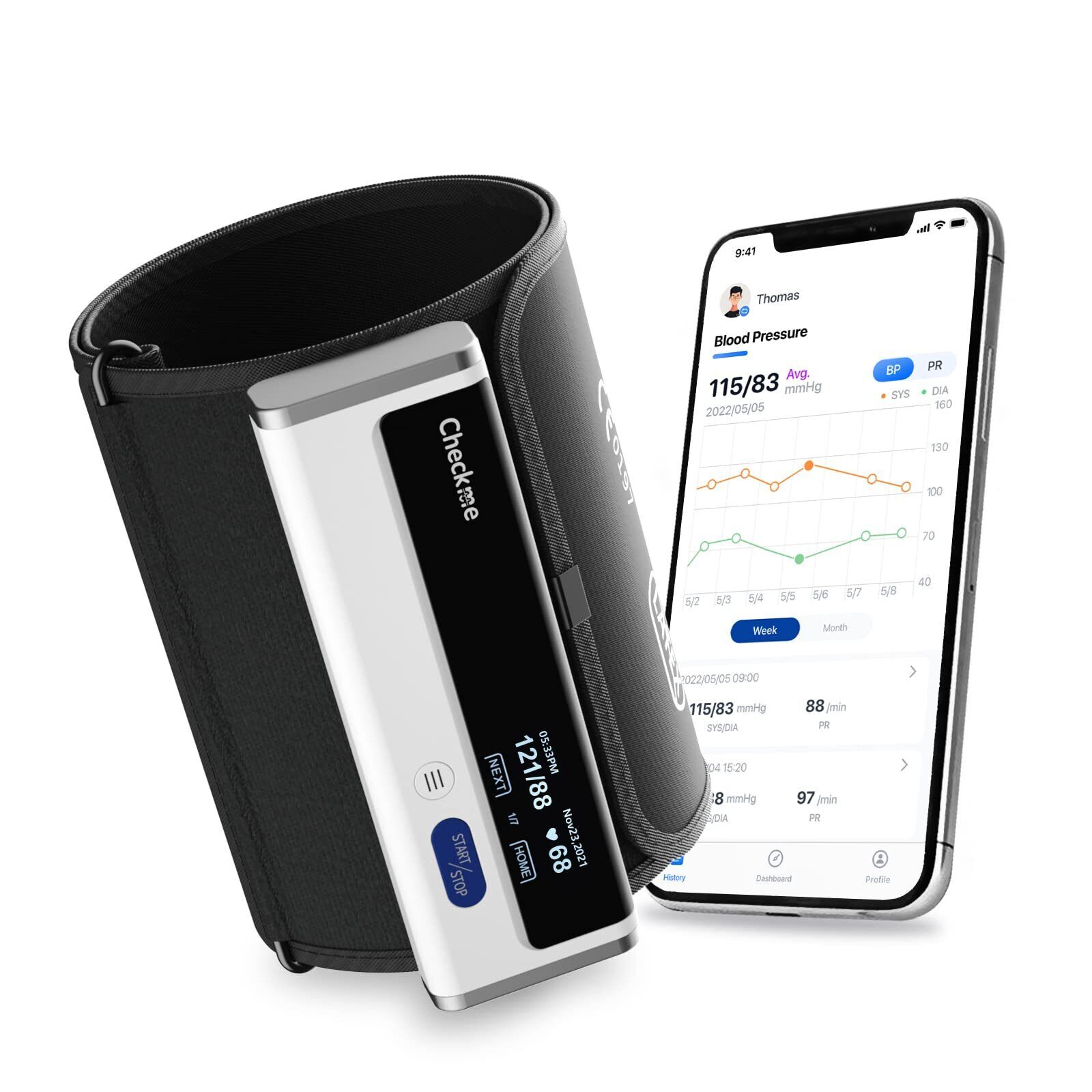 CheckMe Armfit Misuratore di Pressione Professionale Digitale con APP per iOS...