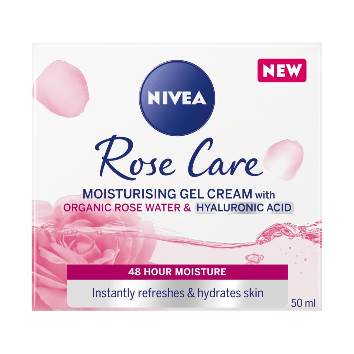 Nivea Rosa Cura Crema Idratante Gel Crema con Rosa Acqua E Acido Ialuronico 50ml
