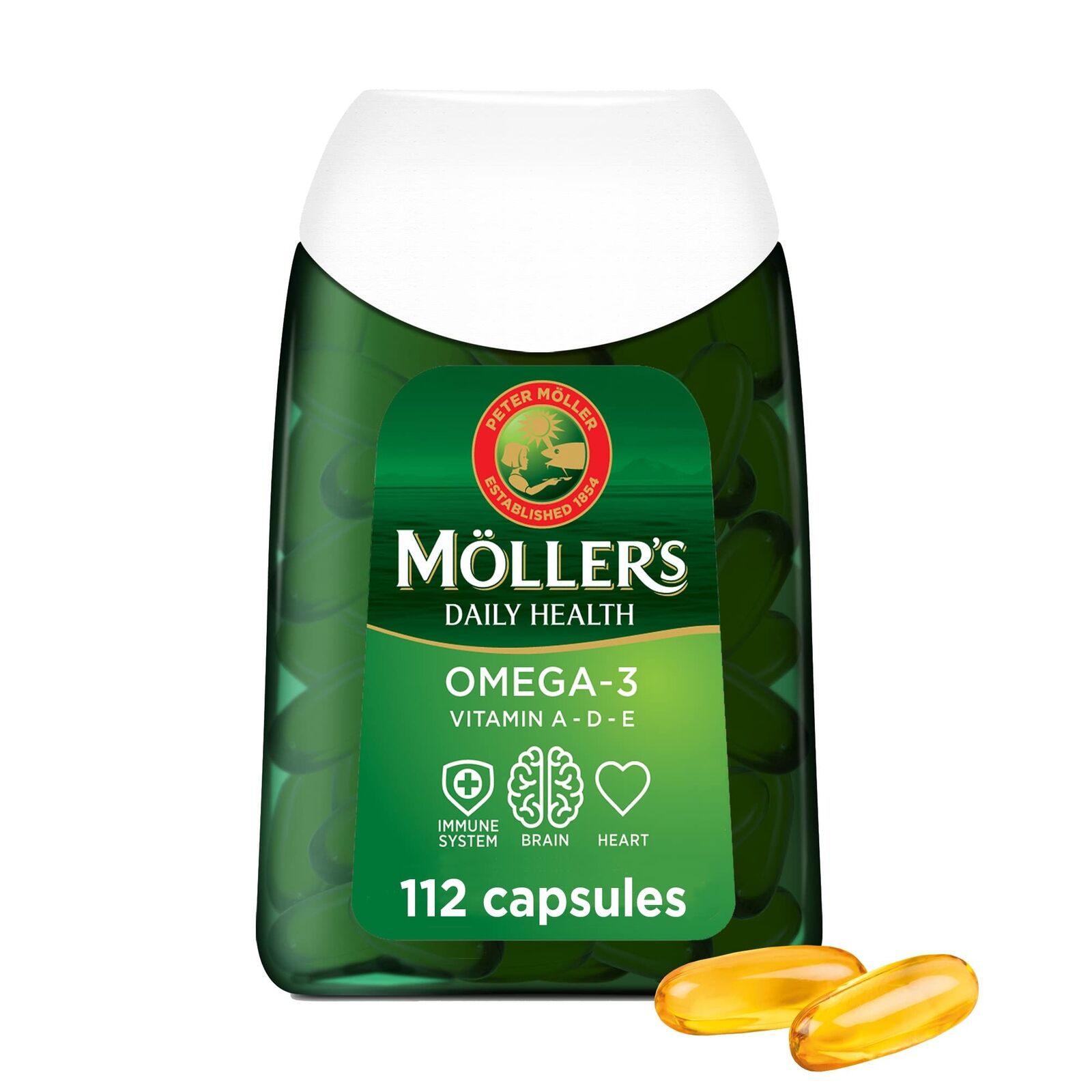 Moller's ® | Capsule di Omega-3 | Olio di pesce con EPA DHA | 112 capsule