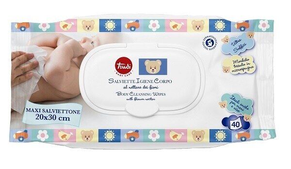 Trudi Baby Care Salviettine Igiene e Corpo al Nettare dei Fiori, 40 Salviette