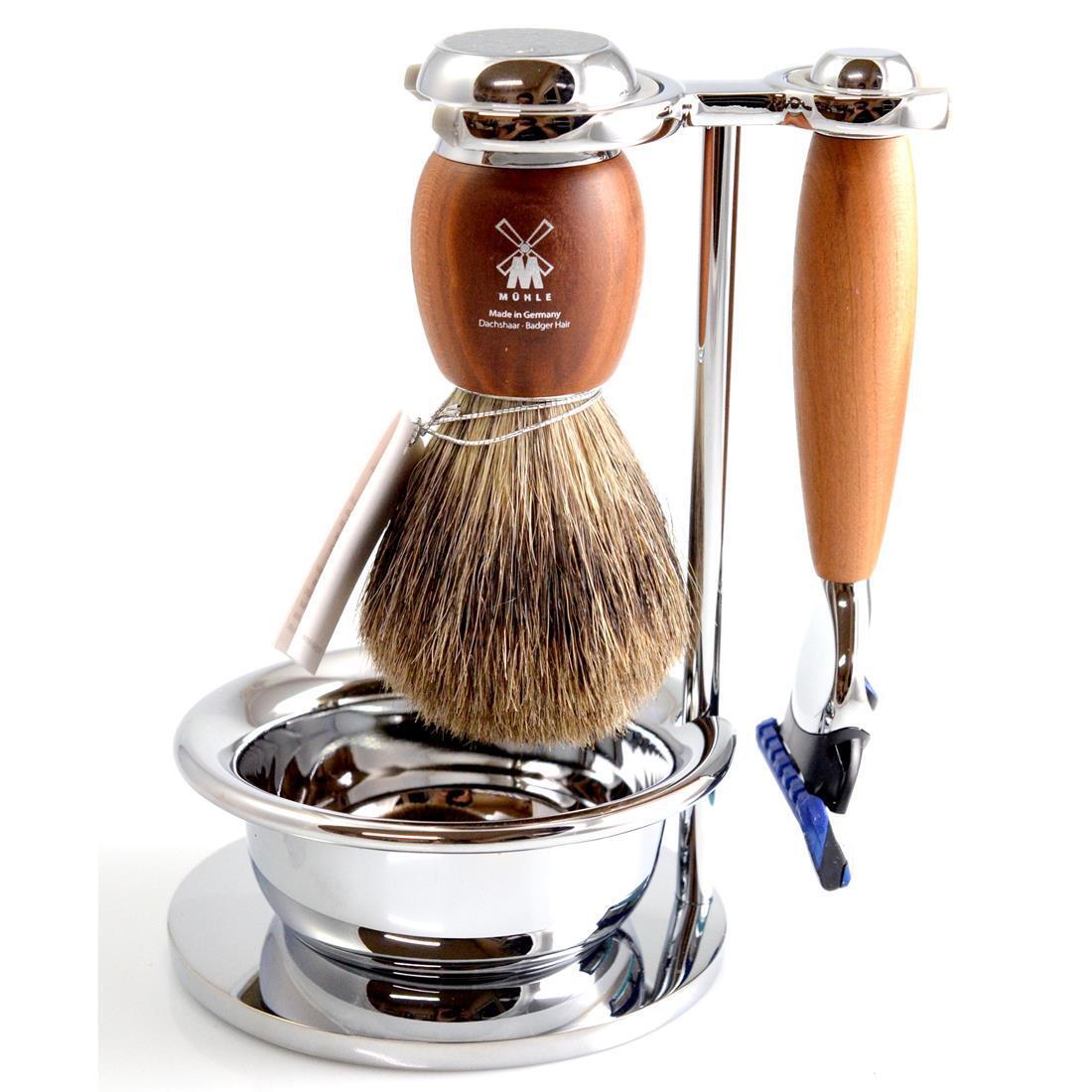 SET COMPLETO DA  BARBA MUHLE S81H331SF SHAVING SET RASOIO FUSION PENNELLO TASSO
