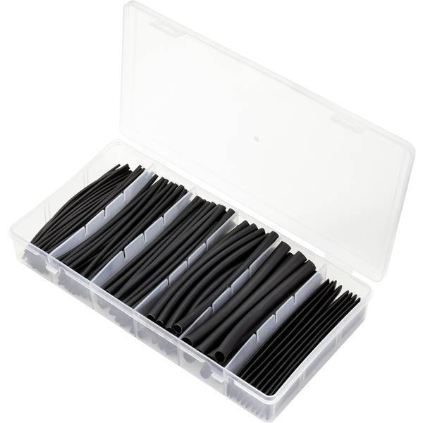 Tru components tc 9206232 kit guaine termoretraibili nero restringimento2:1 170