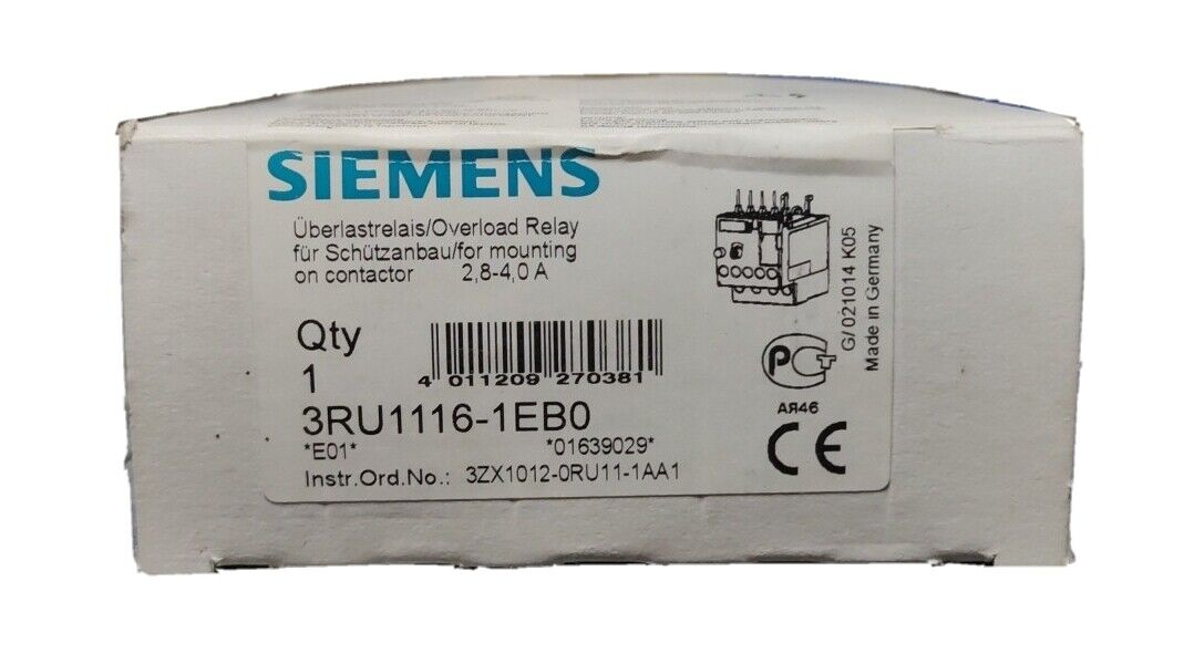 SIEMENS 3RU11161EB0 RELE' TERMICO X S00 2,8-4A