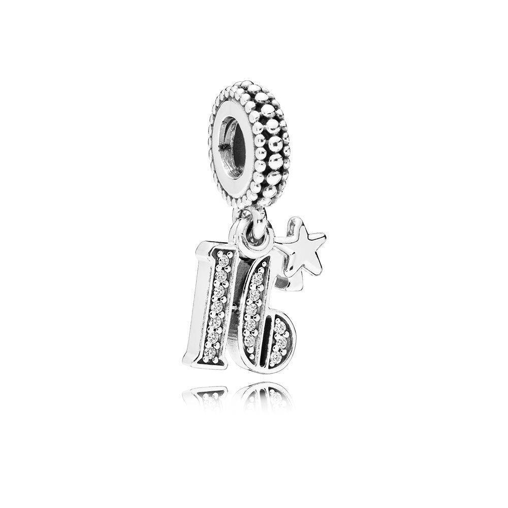 Ciondolo Pandora Pendente 16° Compleanno 797261CZ Argento Zirconi anni Charm