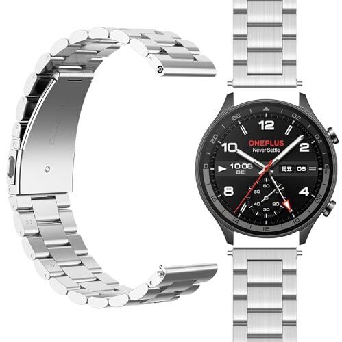 GIOPUEY Cinturini Compatibile con OnePlus Watch 2R, Acciaio Inossidabile (n0n)