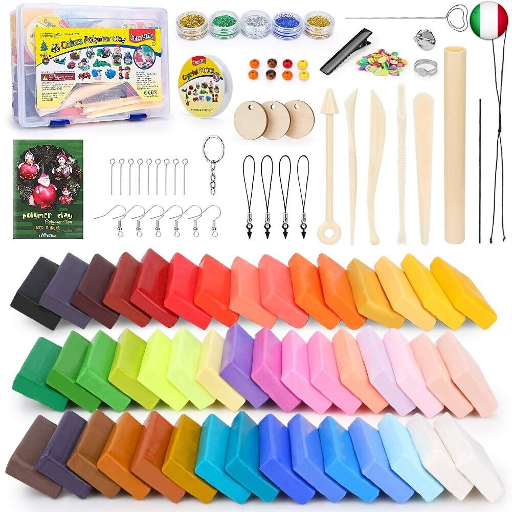 iFergoo Argilla polimerica – Argilla polimerica 46 colori plastilina Oven Bake C