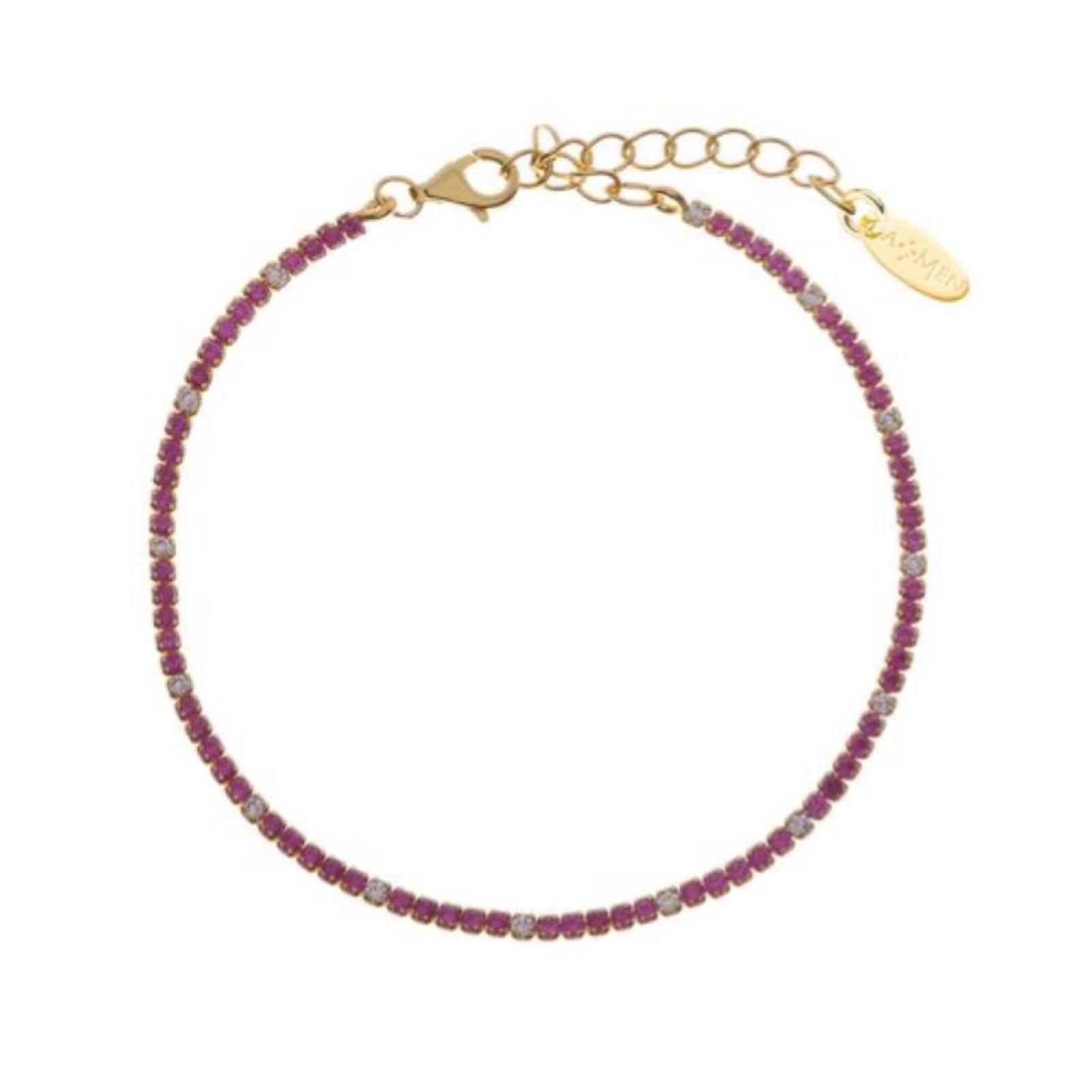 Bracciale donna AMEN BT1GRB17 Tennis argento dorato zirconi bianchi e fucsia