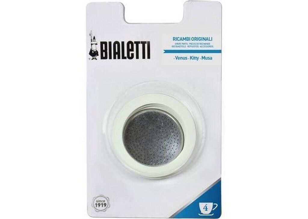 RICAMBI ORIGINALI CAFFETTIERA BIALETTI INOX 3 GUARNIZIONI+PIASTRINA TZ. 4