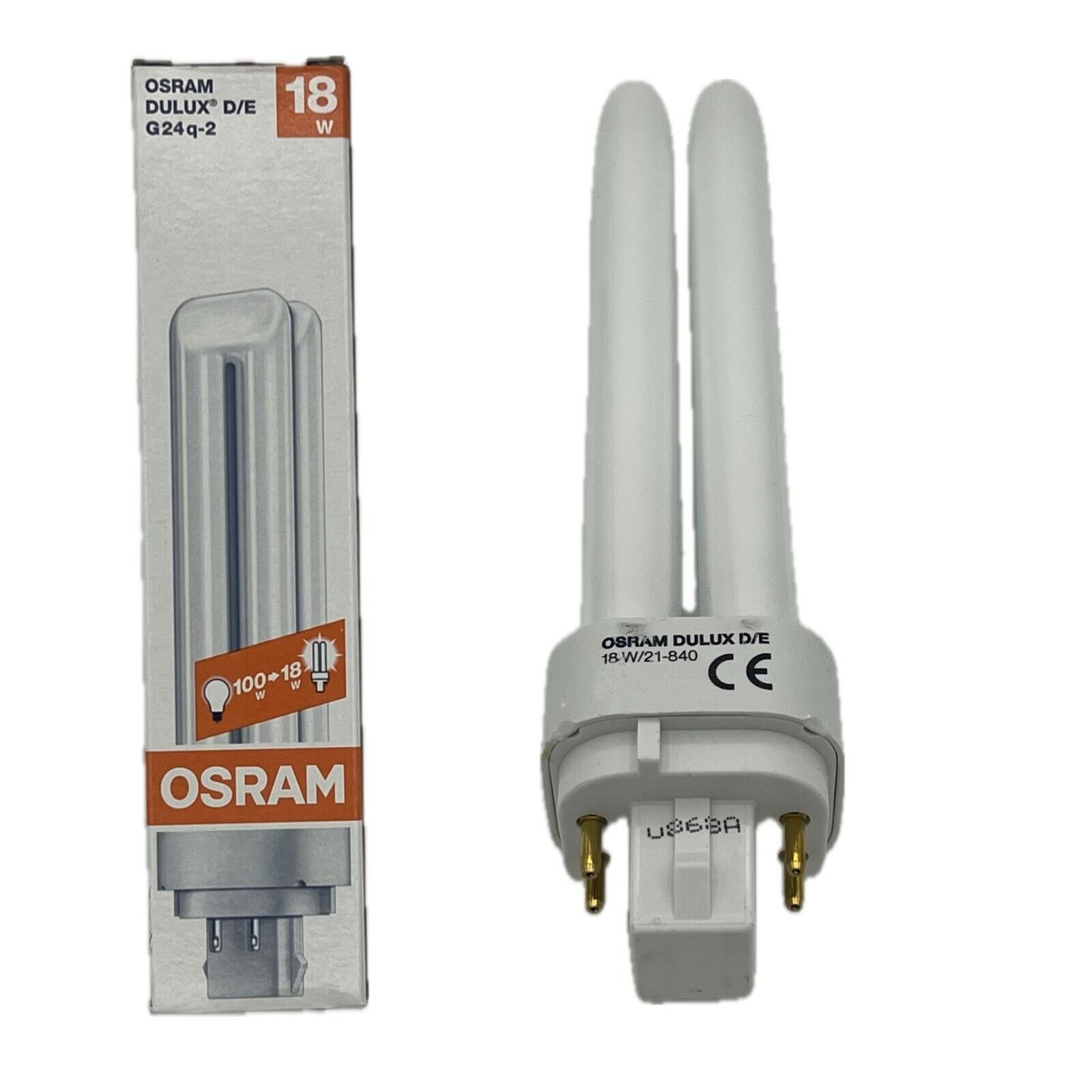 OSRAM DULUX D/E 18W/840 4 PIN LAMPADINA FLUORESCENTE LUCE BIANCA 4000 K G24Q-2