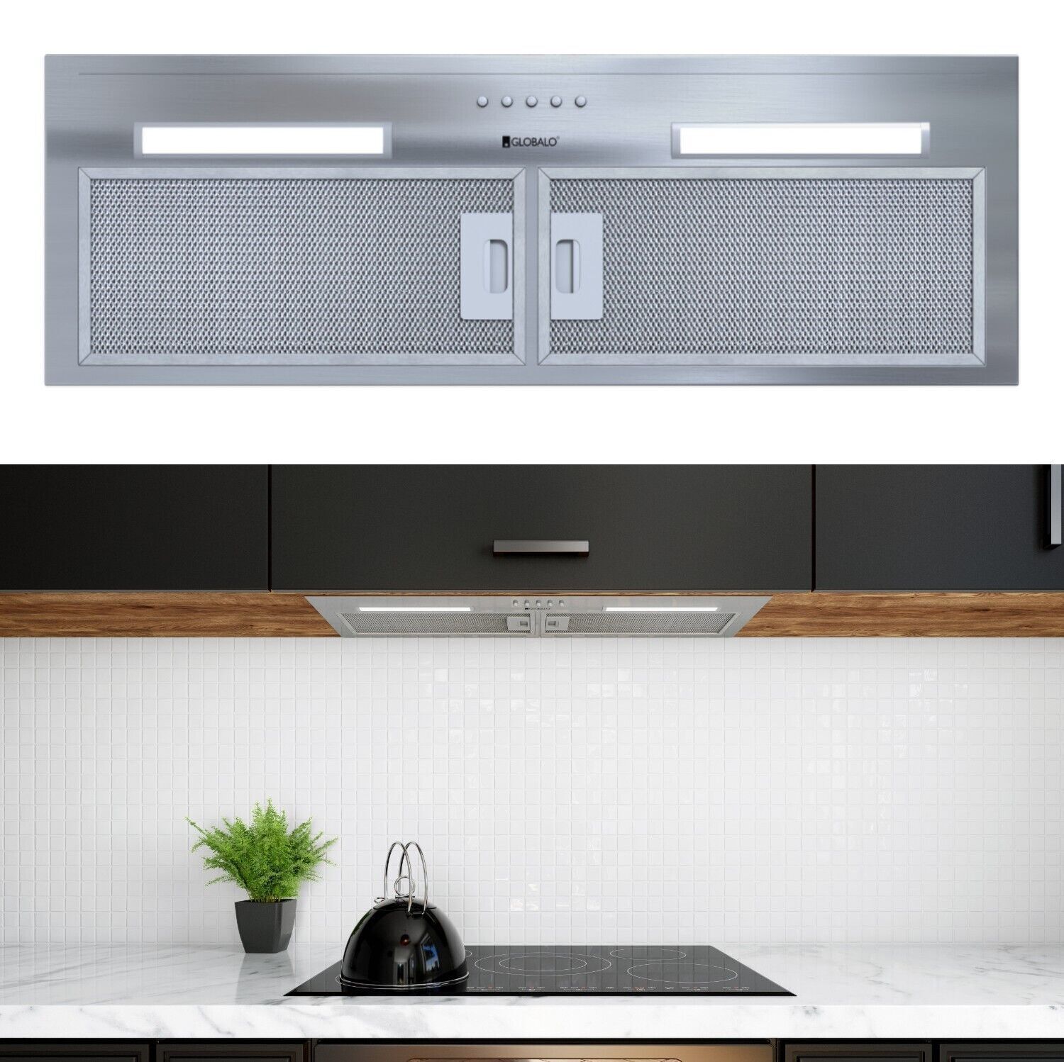 Cappa aspirante 80 cm senza testa Globalo Hadario Inox cappa aspirante...