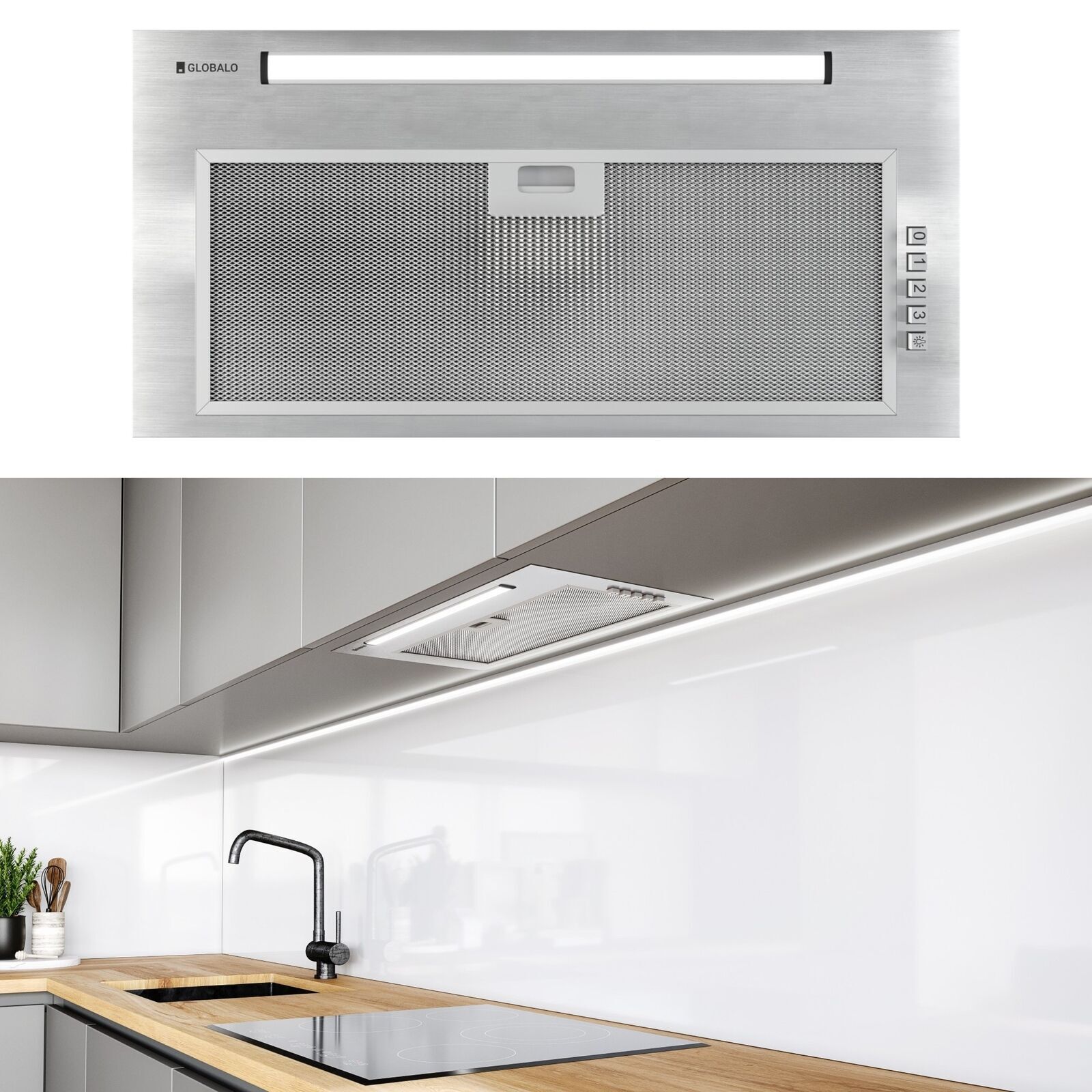 Cappa aspirante 60 cm senza testa Globalo Viledo Inox cappa aspirante...