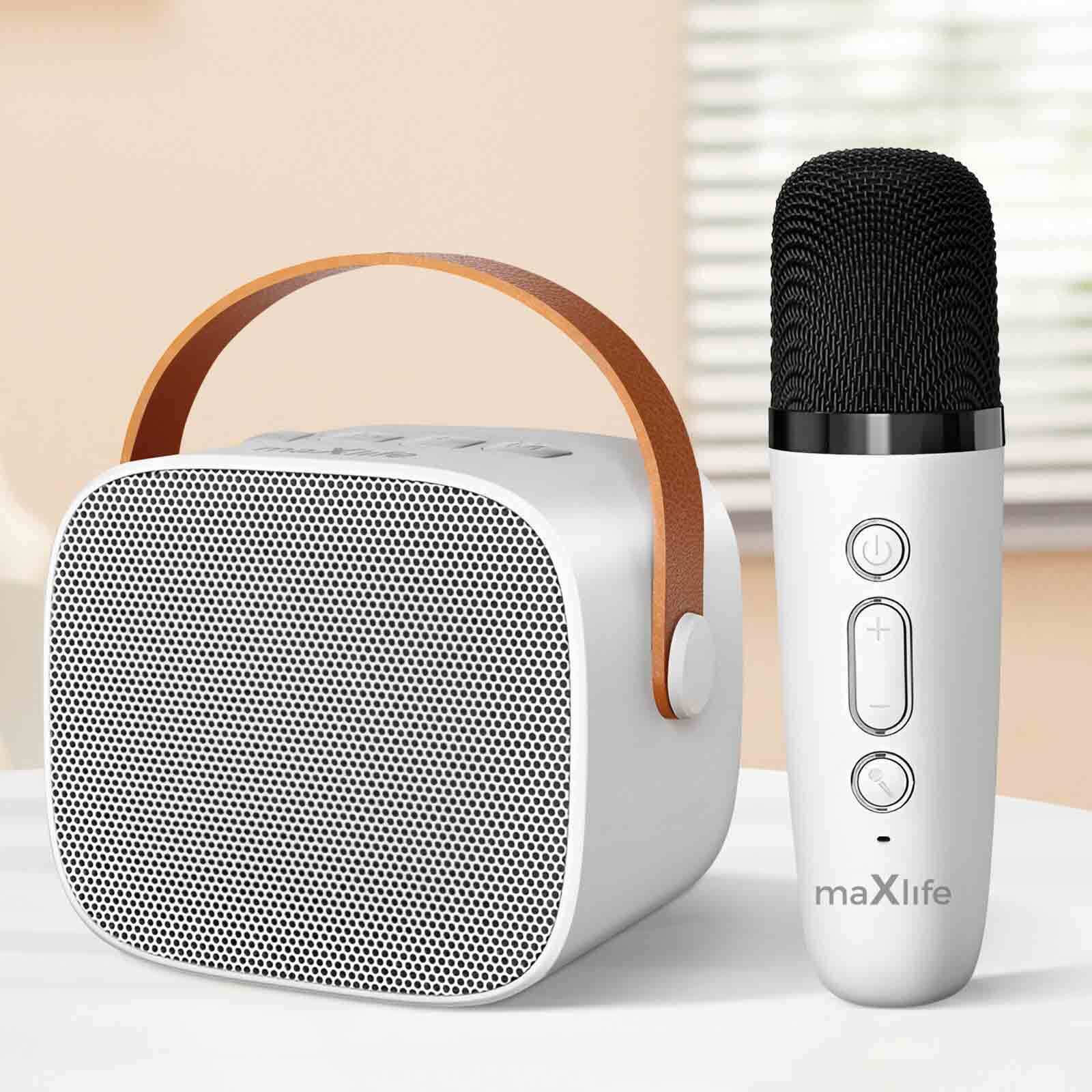 Maxlife, Stereo karaoke con microfono - Kit karaoke portatile, Bianco