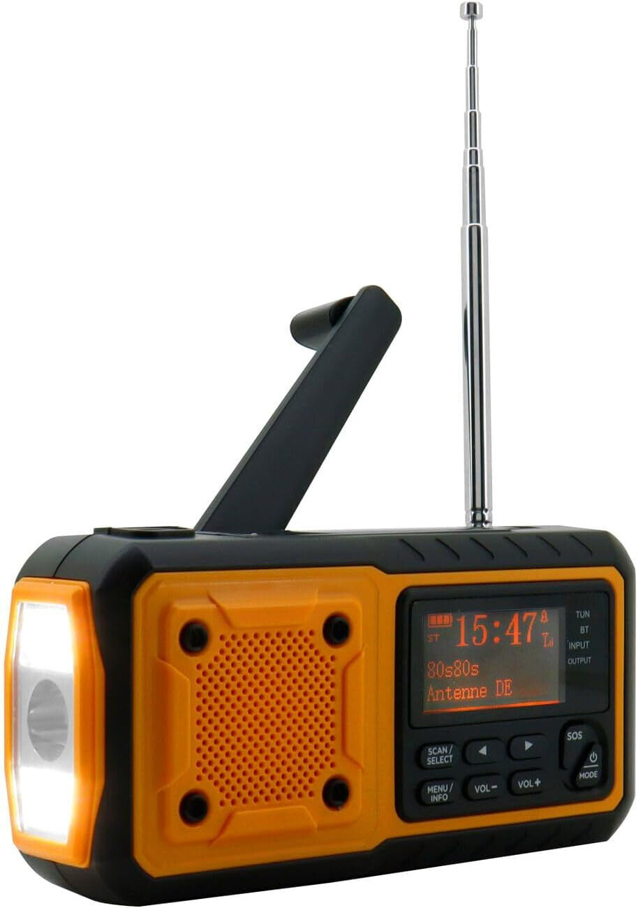 Soundmaster DAB112OR DAB+ Fm Emergenza Radio Solare/Dinamo/LI-ION Batteria