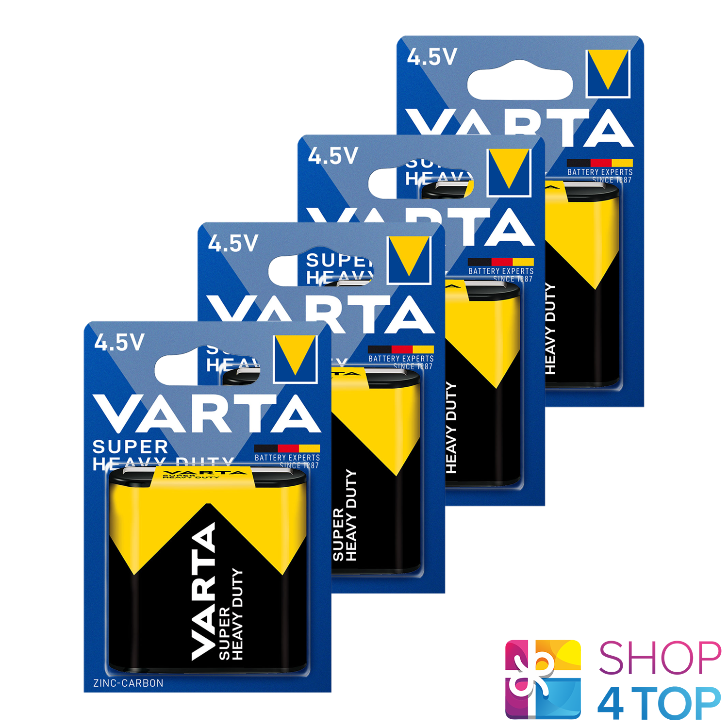 4 VARTA super heavy duty 3R12 Zinco-Carbone Batteria 1BL 4.5V 2012 Exp 2026 New