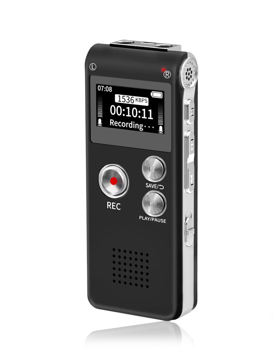 Grabadora de voz digital 16 GB minigrabadora admite 30 horas de grabación con...