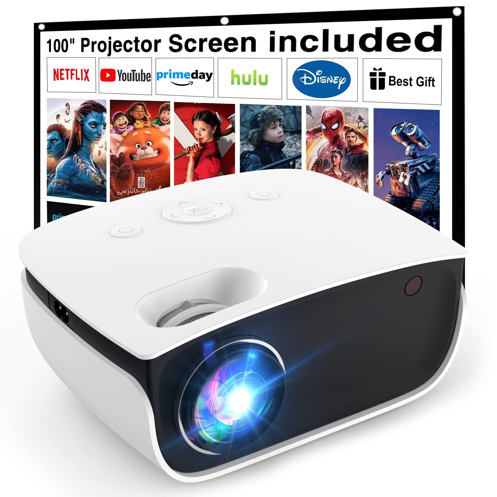 Mini Proiettore 7500 Lumens Mini Videoproiettore Portatile 1080P Full HD Sche...