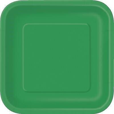 Unique Party: 16 Emerld Green 7In Square Plt Sup. Piatto Carta Quadrato 18 Cm Ve