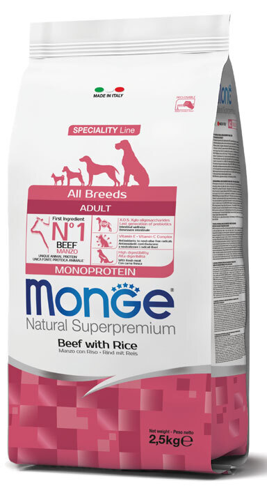 All Breeds Manzo & Riso Monoprotein - Monge Natural Superpremium Secco Cane  2,5