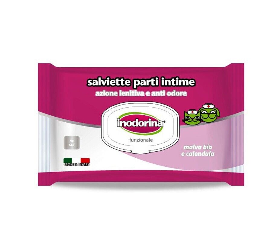 Salviette Detergenti Parti Intime 40 Pz per Cani Gatti Malva Calendula Inodorina
