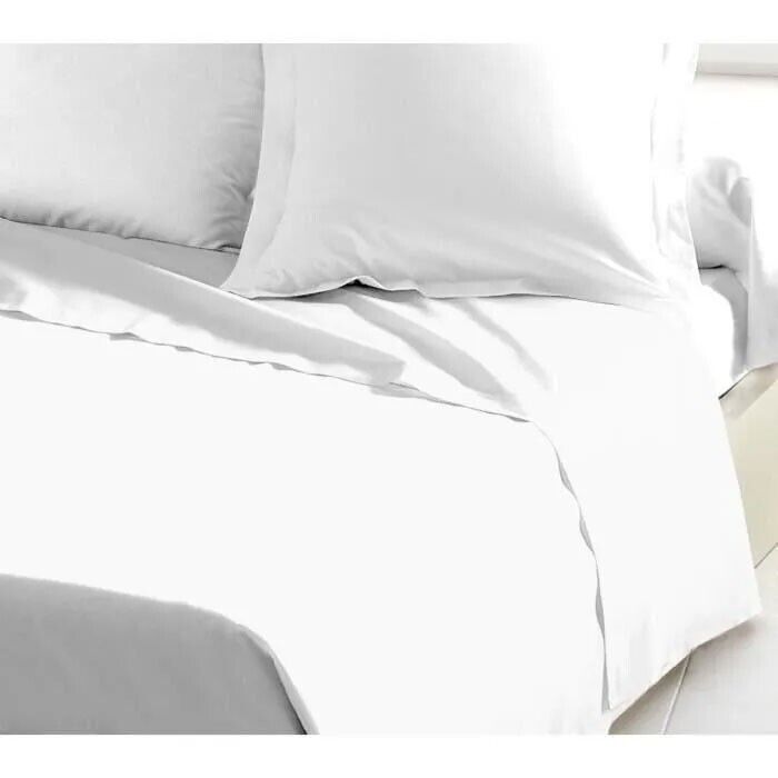 Drap Plat LOVELY HOME 180x290 Cm - Per Letto Singolo - 100% Cotone - BIANCO