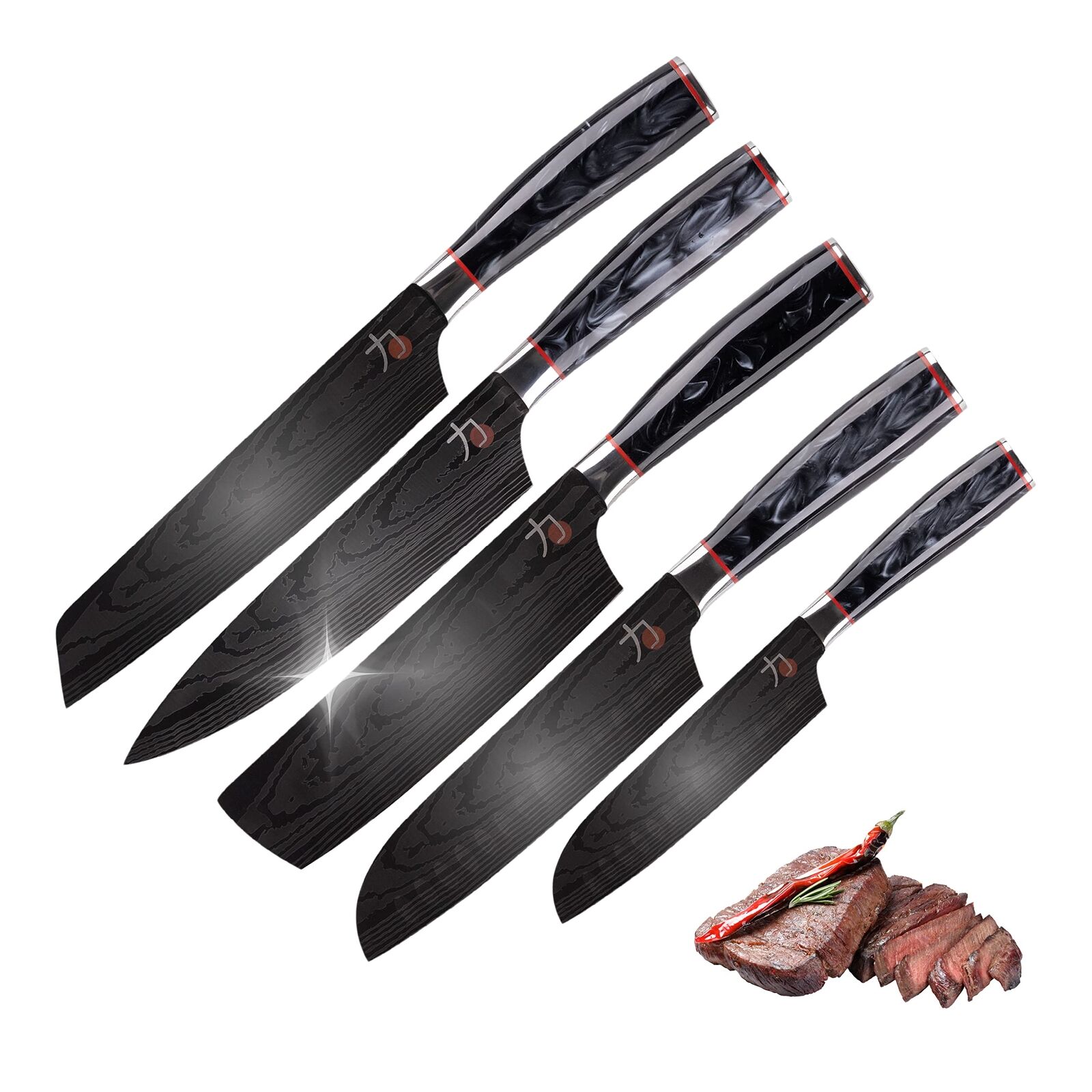 MasterPro Tetsu | Cuchillos de Cocina | Set Completo de 5 Cuchillos Japoneses...
