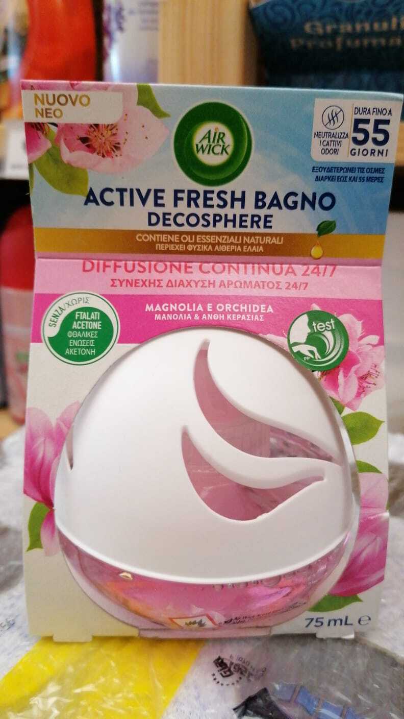 AIRWICK ACTIVE FRESH BAGNO DECOSPHERE LIQUIDO MAGNOLIA e ORCHIDEA 75 ML PROMO