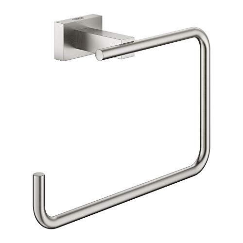 Grohe 40510DC1 Essentials Cube Porta Salviette ad Anello, Grigio Satinato
