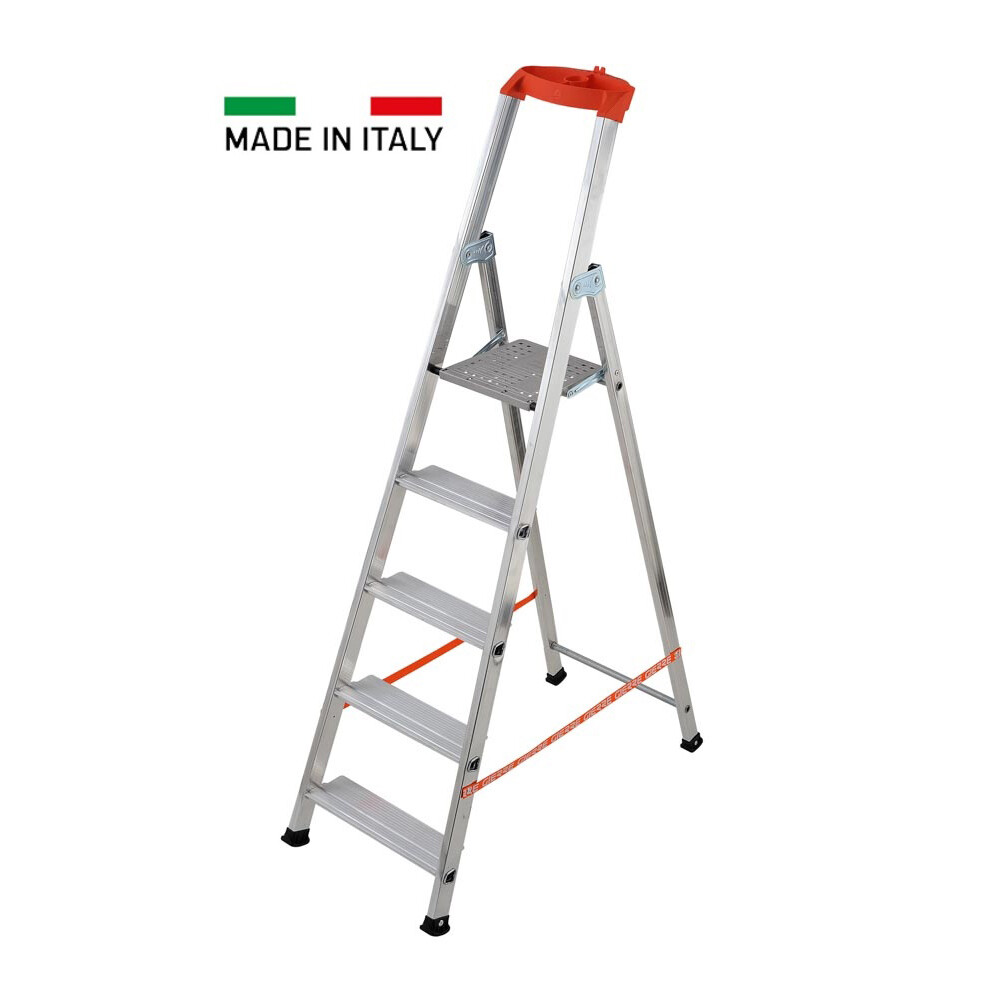 SCALA DOMESTICA IN ALLUMINIO 5 GRADINI 4+1 CON PEDANA STABILA GIERRE