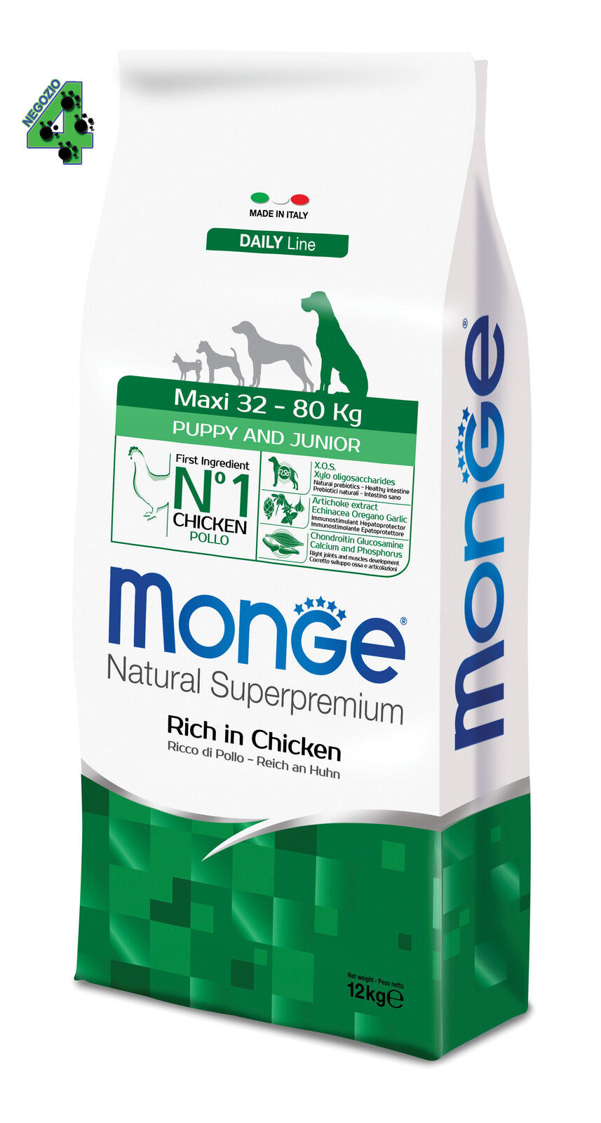MONGE MAXI PUPPY JUNIOR 12 kg crocchette per cane cucciolo taglia GRANDE cani