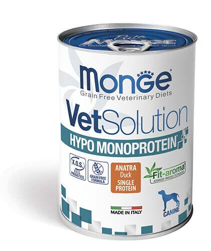 Canine Hypo Monoprotein Anatra  - Monge Vet Solution - Lattina 0,4 Kg