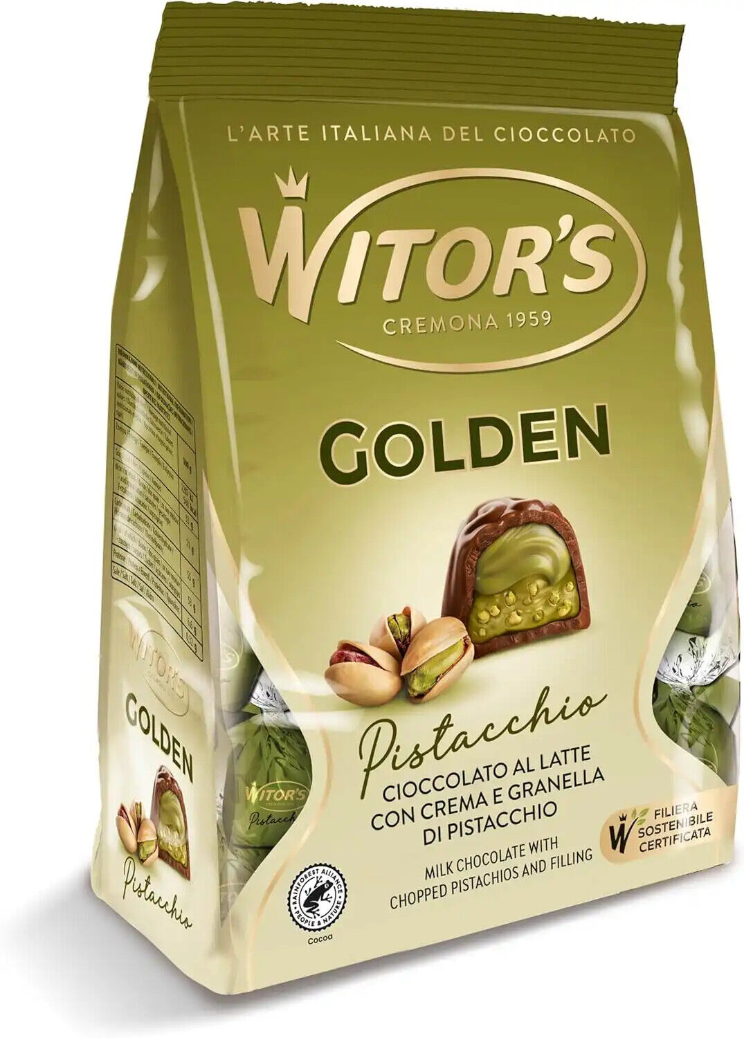 WITOR’S Golden Cioccolato al Latte Con Crema e Granella di Pistacchio 200gr