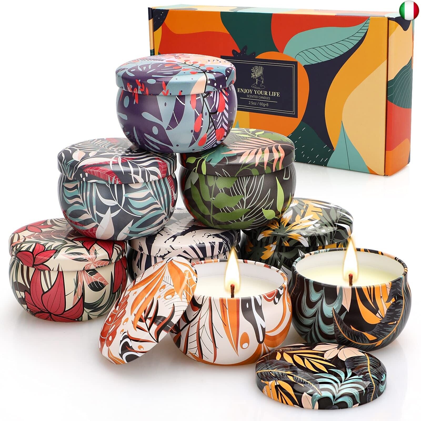 Set Regalo di Candele Profumate, Set Candele Profumate, Cera di Soia, Candela