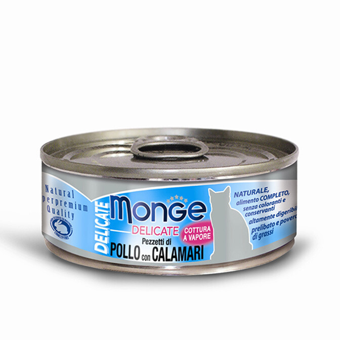 Monge Delicate Gatto, Pezzetti di Pollo 80gr - Pollo con Calamari
