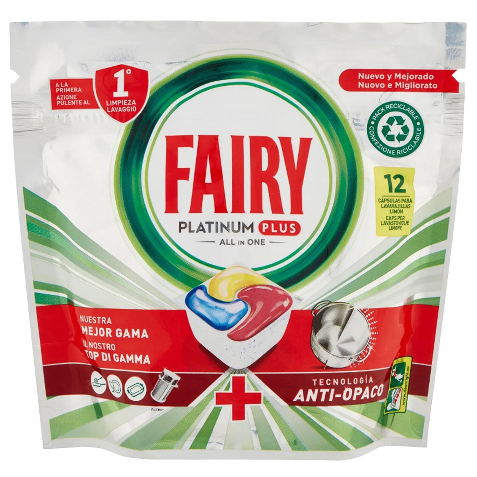 FAIRY PLATINUM PLUS CAPS TABS LAVASTOVIGLIE 12PZ LEMON