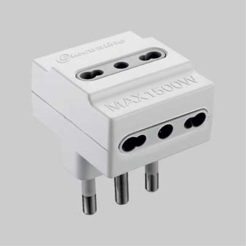 Adattatore triplo 16a 2p+t - presa 10/16a 2p+t - colore nero ELECTRALINE