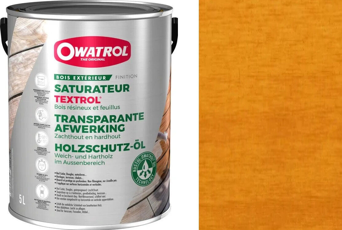 Saturatore Protezione Legna Esterno Tinta Quercia Oro 5L Textrol Owatrol