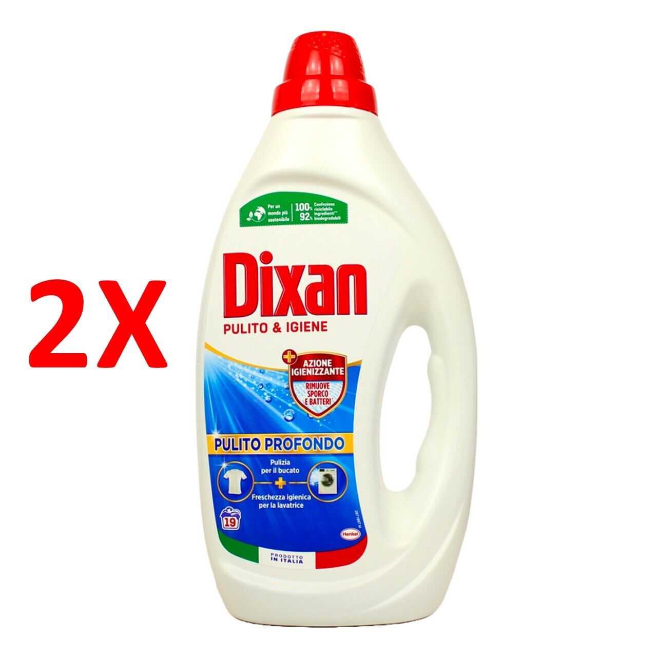 2 X Dixan Detersivo Liquido Bucato Lavatrice Pulito Profondo - Pulito & Igiene