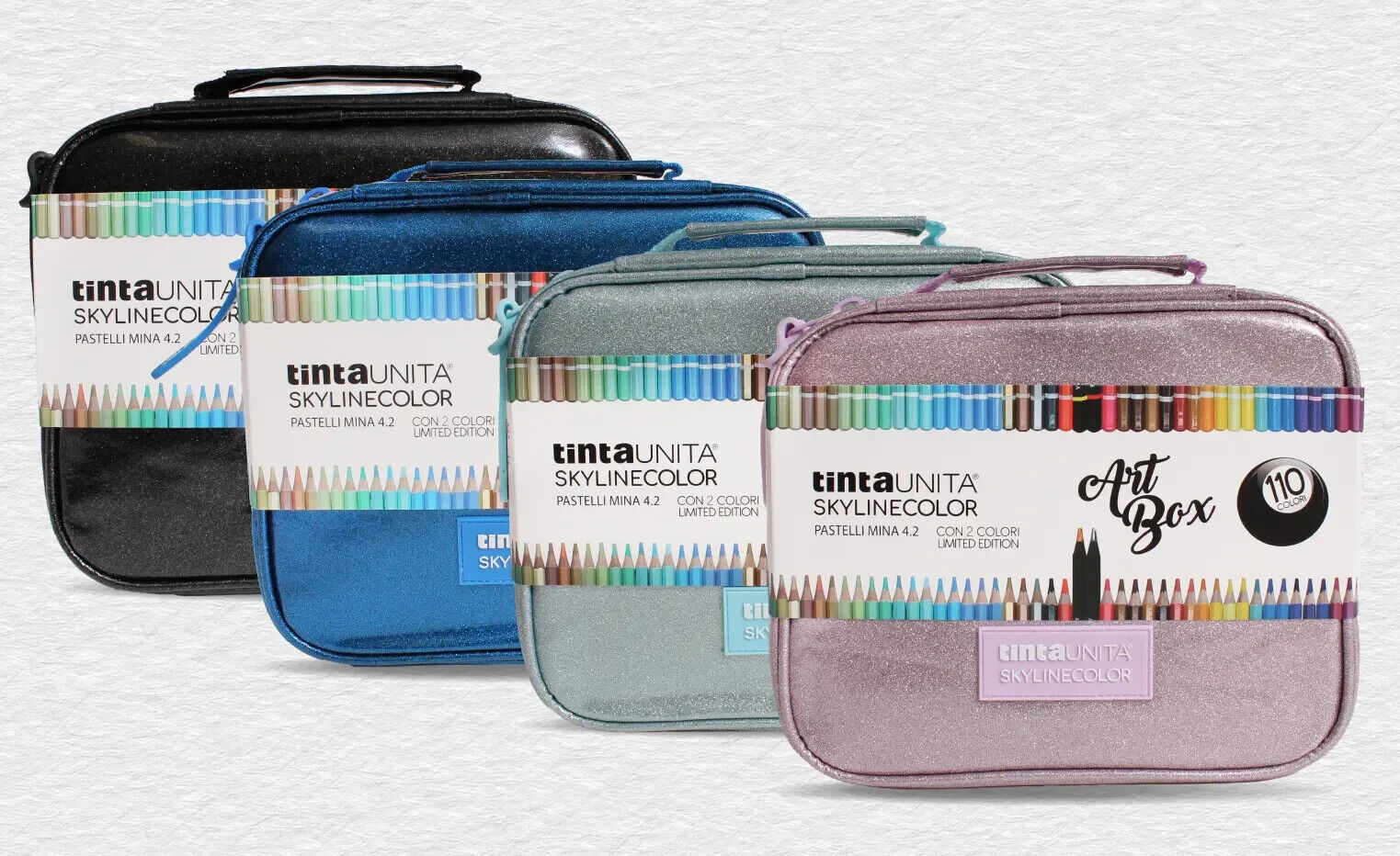 MAXI ASTUCCIO ART BOX LUXURY TINTA UNITA COLORE BLU GLITTER