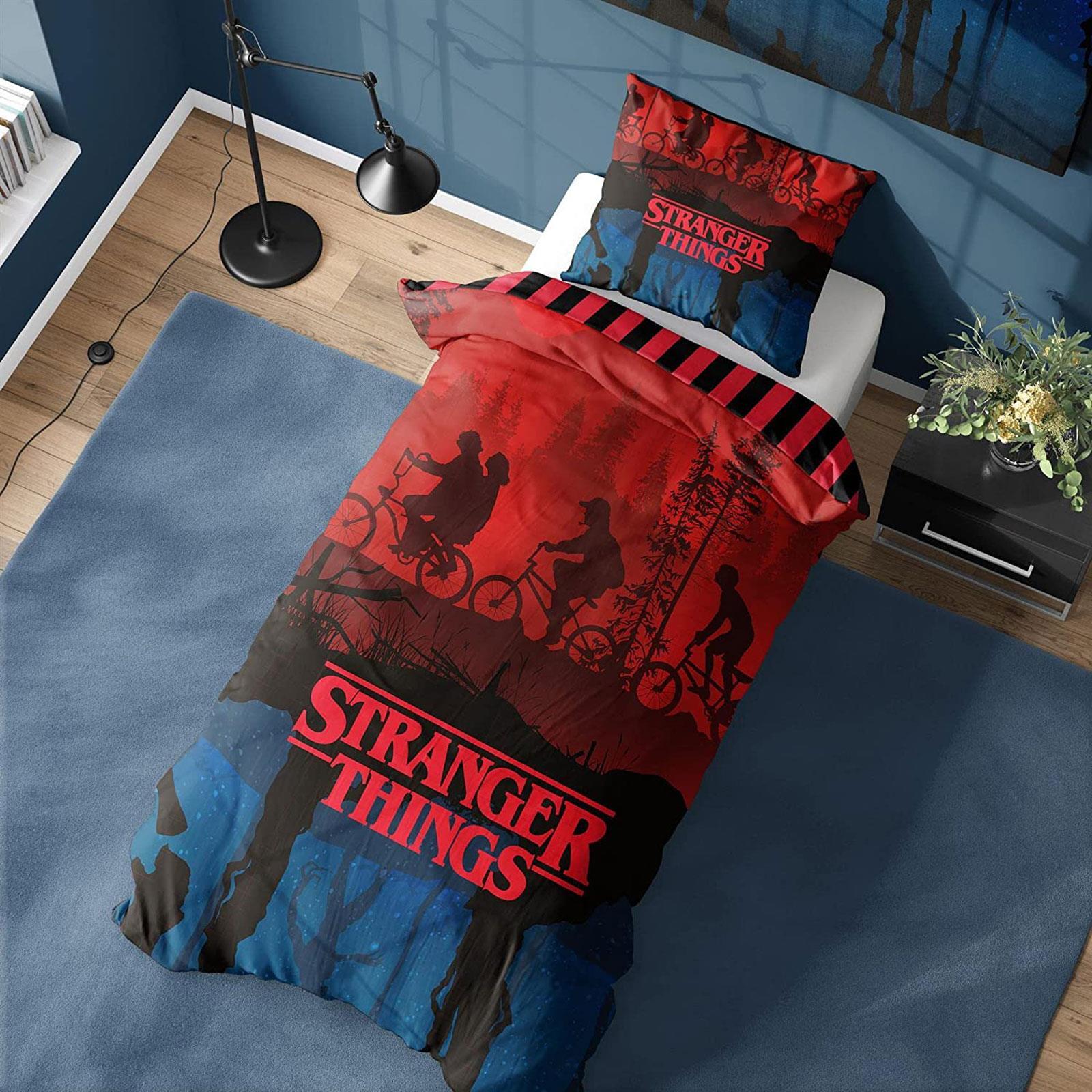 Stranger Things Set Copripiumino Singolo Netflix Righe Sottosopra 2-in-1 Design