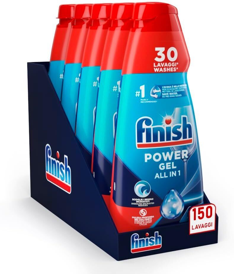 Finish Powergel Detersivo Lavastoviglie al Fresh, Gel Lavastoviglie, 5 Flaconi