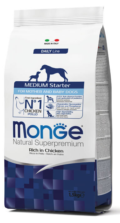 Medium Starter  - Monge Natural Superpremium Secco Cane  1,5 Kg