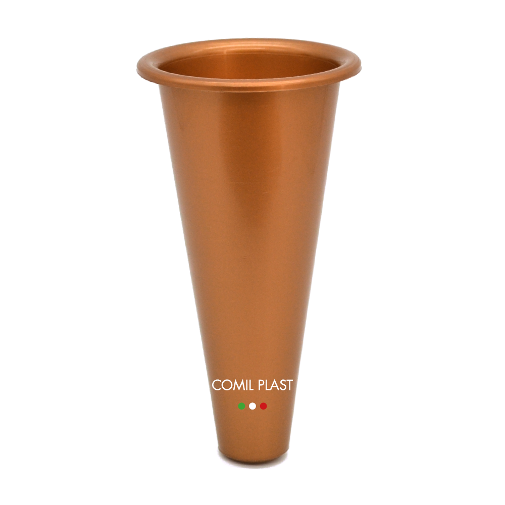 Portafiori in plastica per Vaso cimitero colore rame, 7x13,7cm